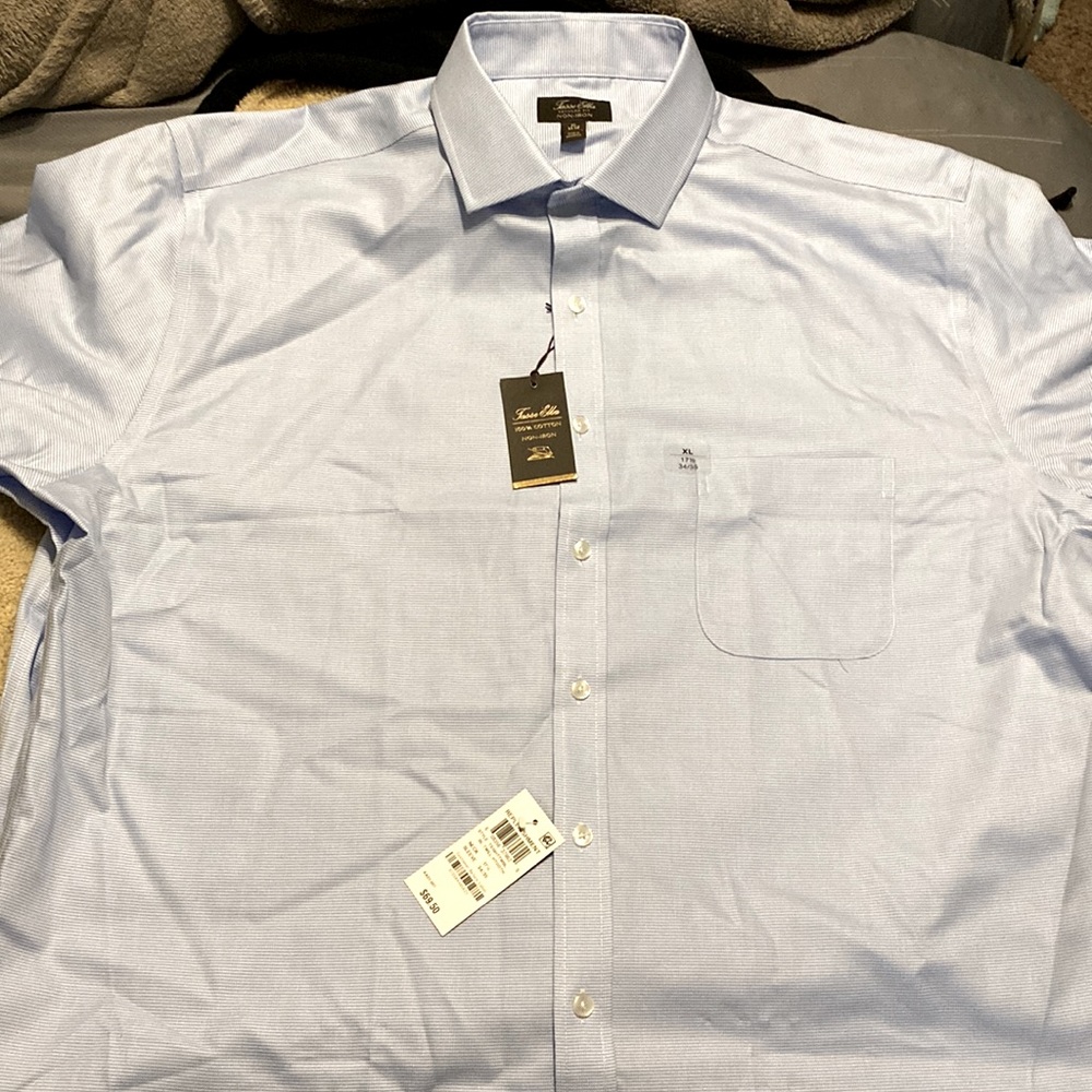 Tasso Elba Mens light blue Dress Shirt SZ 17 1/2 (34/35 XL)